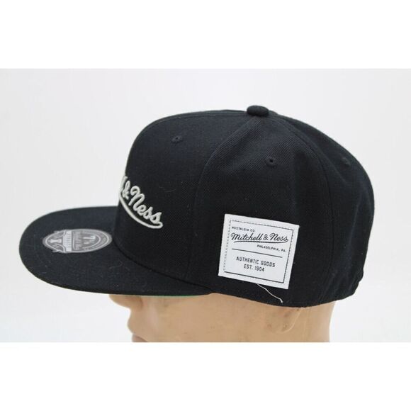 Mitchell & Ness Black Gray Dynasty Foundation Script Fitted Hat Cap 7 3/8 New - Picture 5 of 9